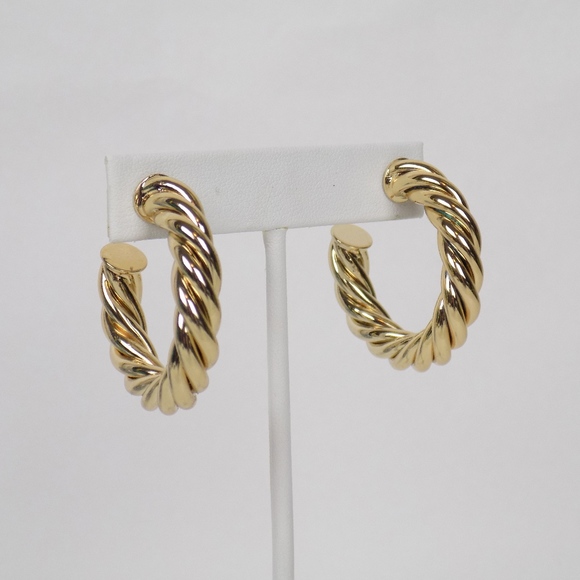 Anthropologie Jewelry - chunky gold twist hoop statement earrings